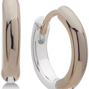 Lauren Ralph Lauren Two-Tone Huggie Hoop Earrings Small 1/2” Silver & Gold Tone